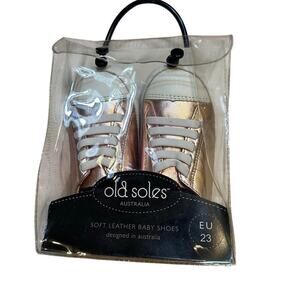 New Old Soles Soft Leather Baby Shoes sz 23 (US 7 infant) Frost Pink